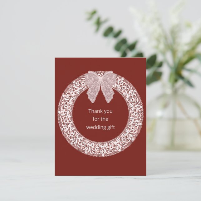 Agradecimento de Casamento Coroa de Renda Elegante (Em pé/Frente)