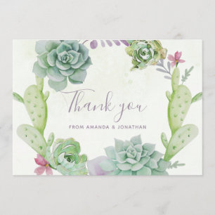 Agradecimento de casamento de cactus suculentas em