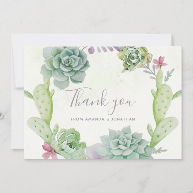 Agradecimento de casamento de cactus suculentas em (Frente)