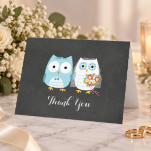 Agradecimento de Casamento de Corujas Estilo Quadr