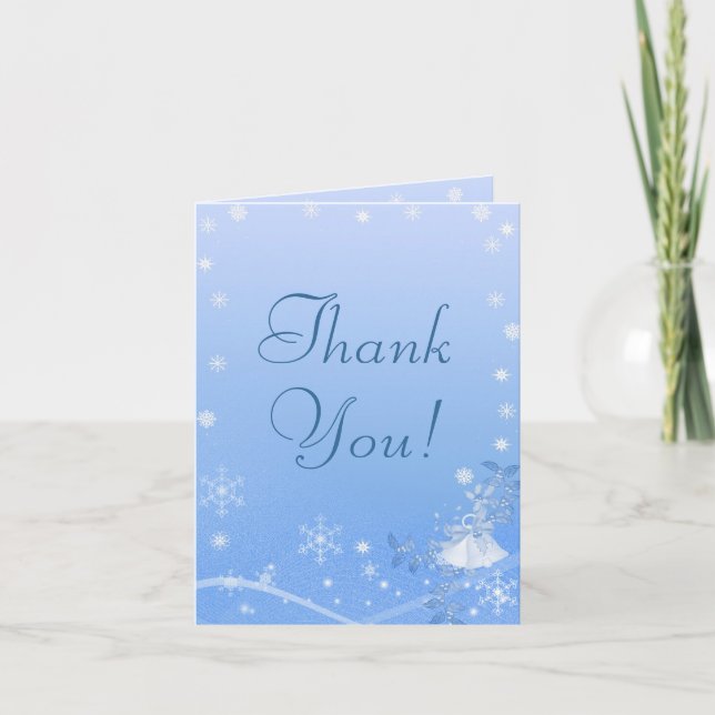Agradecimento de Casamento de Inverno Azul e Branc (Frente)