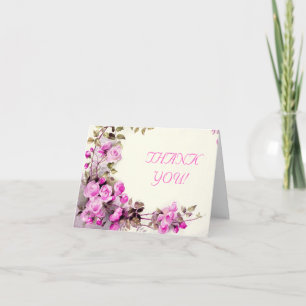 Agradecimento de casamento de rosas cor-de-rosa ro