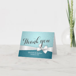Agradecimento de Casamento Elegante em Azul e Bran
