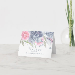 Agradecimento de casamento elegante floral em aqua