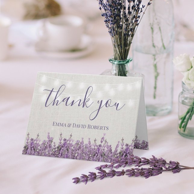 Agradecimento de Casamento Elegante Floral Lavanda (Criador carregado)
