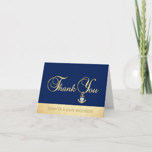 Agradecimento de Casamento em Azul Naval Náutico c