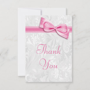 Agradecimento de Casamento em Laço Rosa Falso e Da
