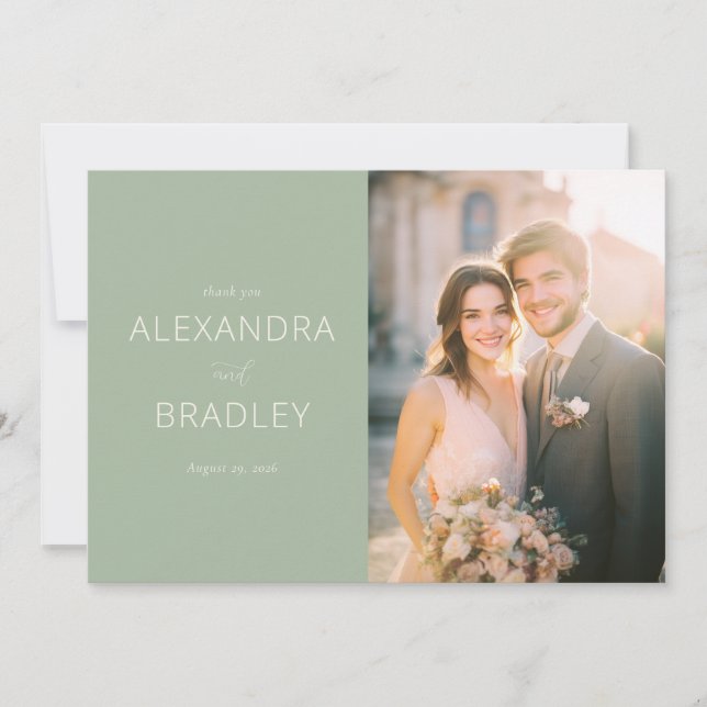 Agradecimento de Casamento em Verde Menta Elegante (Frente)