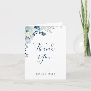 Agradecimento de Casamento Floral Azul Empoeirado
