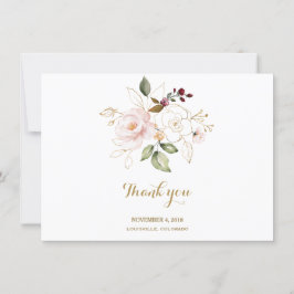 Agradecimento de casamento floral cor-de-rosa eleg