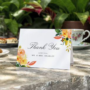 Agradecimento de Casamento Floral de Outono em Aqu