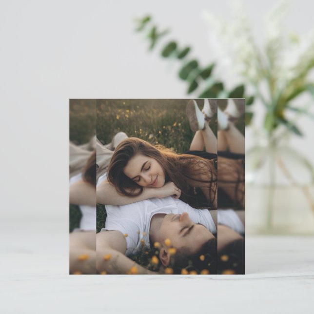 Agradecimento de Casamento Floral em Aquarela Azul (Em pé/Frente)