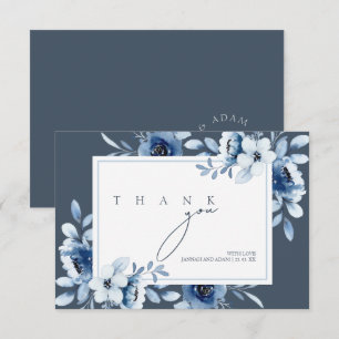 Agradecimento de Casamento Floral Opulento Azul Re