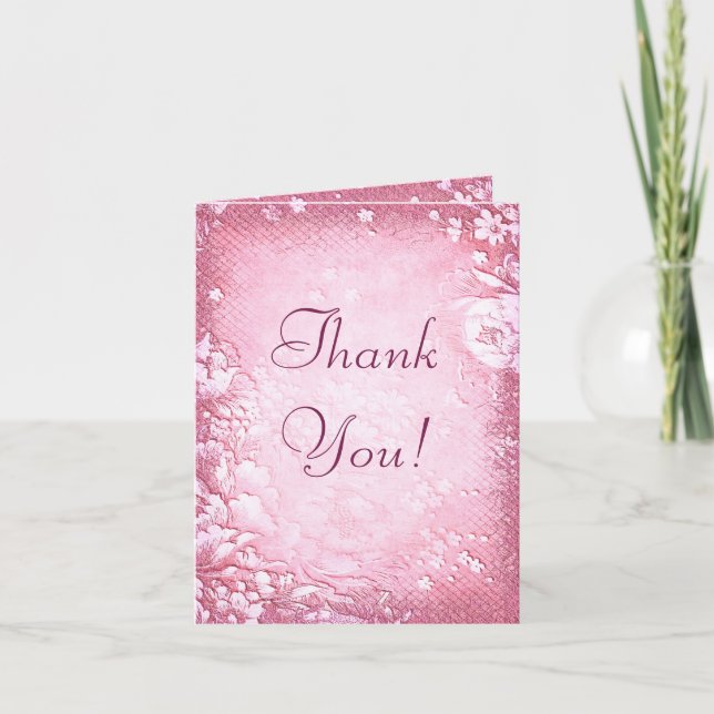 Agradecimento de Casamento Floral Rosa Vintage Ant (Frente)