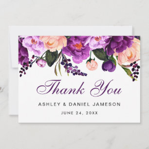 Agradecimento de Casamento Floral Roxo Ultra Viole