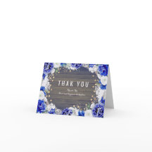 Agradecimento de Casamento Floral Rústico Marinho