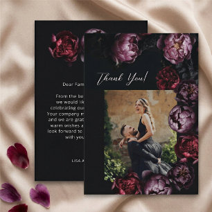 Agradecimento de Casamento Floral Sombrio e Elegan