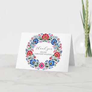 Agradecimento de casamento floral tradicional folc