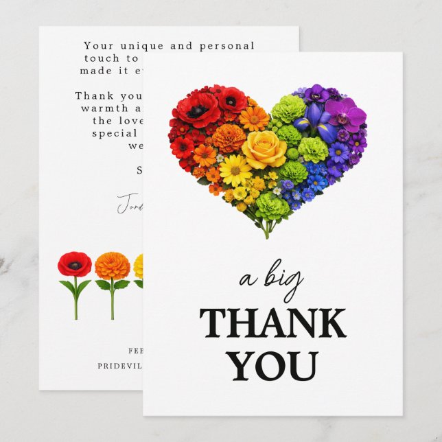 🌈 Agradecimento de casamento Floresça Juntos (Frente/Verso)