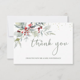 Agradecimento de Casamento Folhagem Verde Bagas Ve