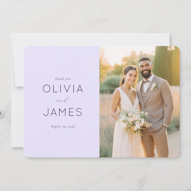 Agradecimento de Casamento Lavanda Elegante (Frente)