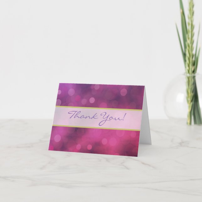 Agradecimento de Casamento Luzes Cintilantes Rosa  (Frente)