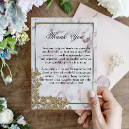 Agradecimento de Casamento Pérolas e Mármore Rosa