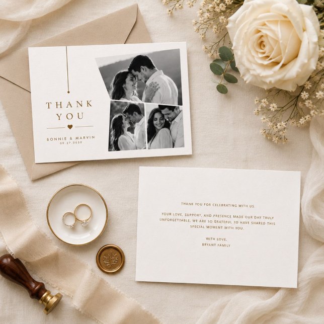 Agradecimento de Casamento Personalizado com Três  (Criador carregado)