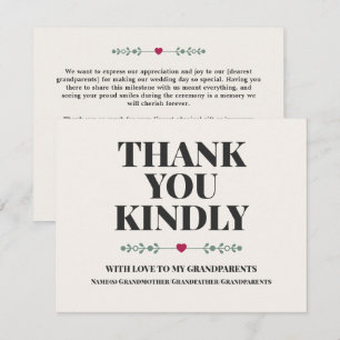 Agradecimento de Casamento Personalizado para Avós