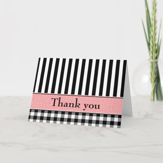 Agradecimento de Casamento Preto Branco Rosa Desig (Frente)