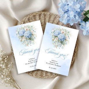 Agradecimento de casamento refinado em azul floral