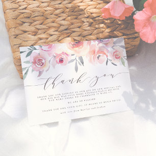 Agradecimento de Casamento Rosa Bege e Azul Escuro