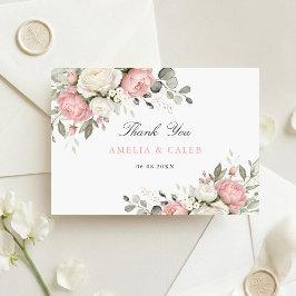 Agradecimento de Casamento Rosa Bege Floral Elegan
