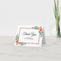 Agradecimento de Casamento Rosa Borgonha Moderno B