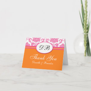 Agradecimento de Casamento Rosa e Laranja