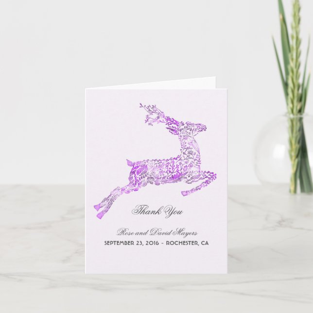 Agradecimento de Casamento Roxo com Veado (Frente)