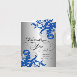 Agradecimento de Casamento Royal Blue e Silver Flo