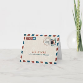 Agradecimento de Casamento Vintage Correio Aéreo