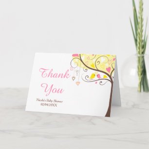 Agradecimento de Chá de Bebê Amarelo e Rosa Floral