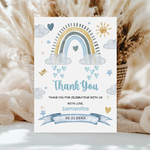 Agradecimento de Chá de Bebê Azul Pastel Soft Boho