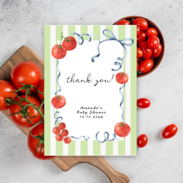 Agradecimento de chá de bebê de tomate em aquarela (Criador carregado)