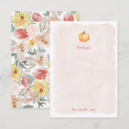 Agradecimento de chá de bebê em aquarela abóbora