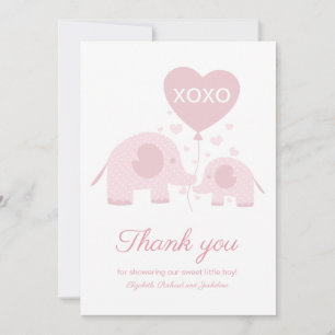 Agradecimento de Chá de Bebê para Menina Elefante 