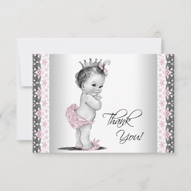 Agradecimento de Chá de Bebê Princesa Vintage (Frente)