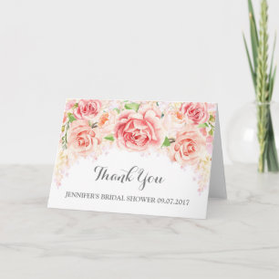 Agradecimento de Chá de Noiva Floral Rosa Branco