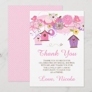 Agradecimento de Chá de Noiva Floral Rosa e Roxo