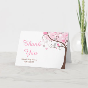 Agradecimento de Chuveiro de Bebê Floral Rosa e Ci
