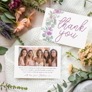 Agradecimento de Chuveiro de Noiva Floral Rosa Mod