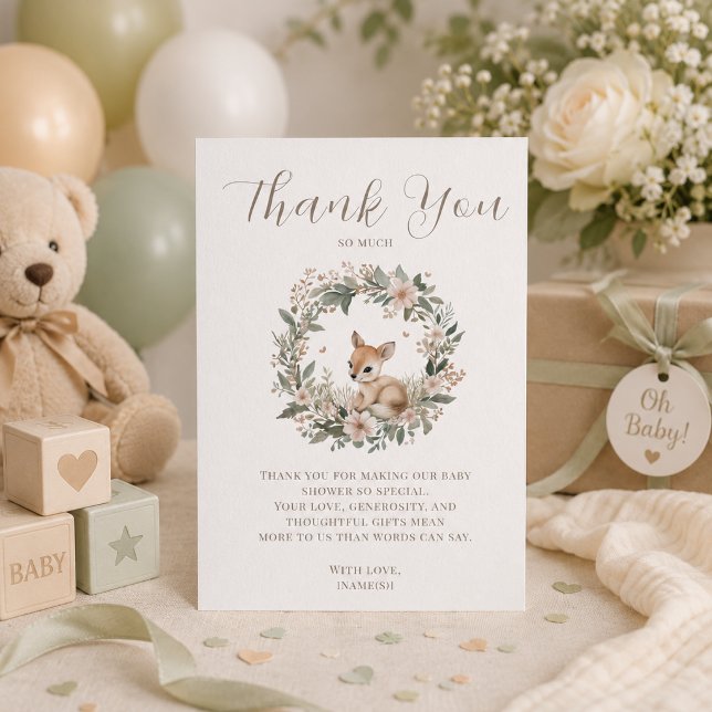 Agradecimento de Chuvinha de Bebê Floresta Elegant (Criador carregado)