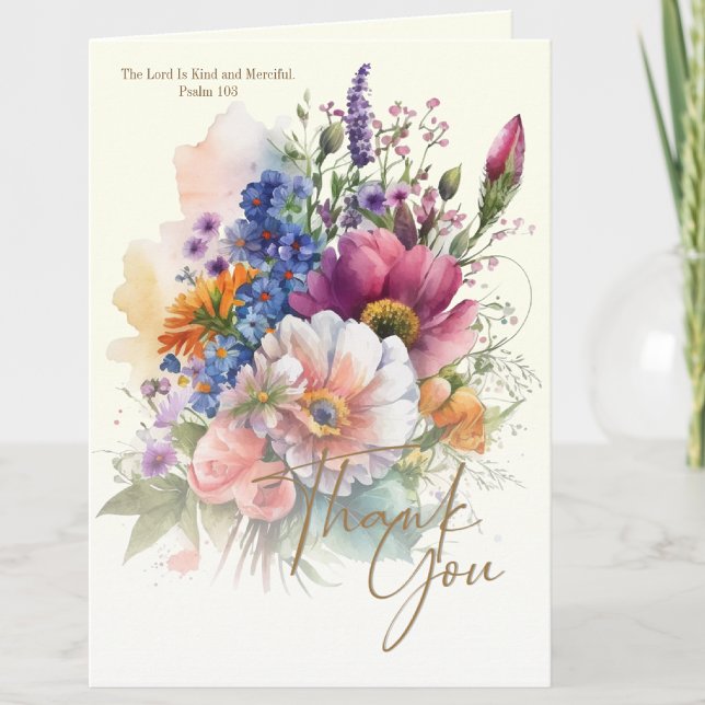 Agradecimento de Condolências Cristão Funeral (Religious Funeral Floral Scripture Thank you Card)